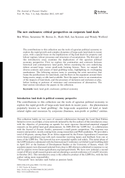 The new enclosures: critical perspectives on corporate land deals
