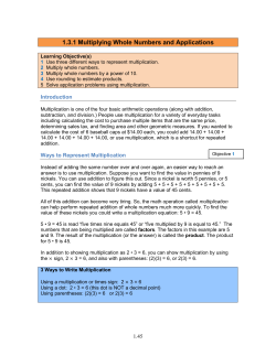 1.3.1 Multiplying Whole Numbers and Applications