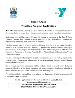 Race 4 Chase Triathlon Program Application