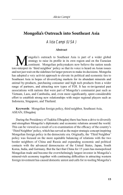 Mongolia`s Outreach into Southeast Asia