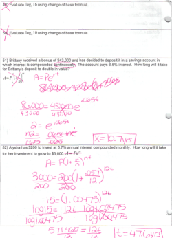 Evaluate logs 10 using change of base formula. 51) Brittany