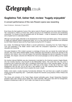 Guglielmo Tell, Usher Hall, review: `hugely enjoyable`