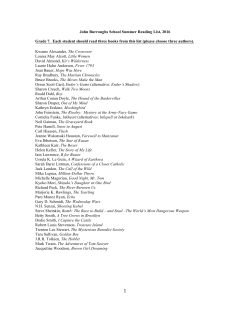 John Burroughs School Summer Reading List, 2016 Grade 7. Each