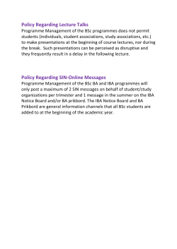 Policy lecture talks / SIN messages