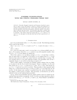 FURTHER INVESTIGATIONS WITH THE