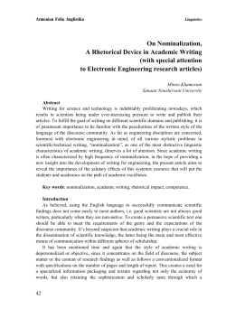 On Nominalization, A Rhetorical Device in Academic Writing (with