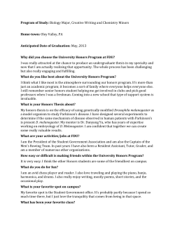 Program of Study: Biology Major, Creative Writing and Chemistry