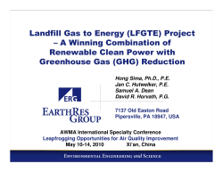 Landfill Gas to Energy (LFGTE) Project &ndash; A Winning Combination of