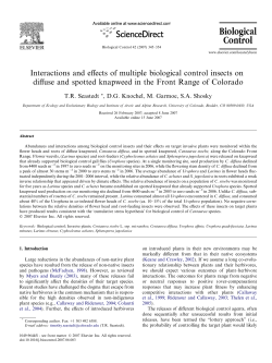 Interactions and effects of multiple biological control insects on
