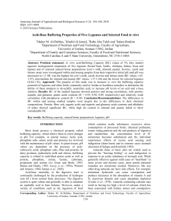 Acid-Base Buffering Properties of Five Legumes and Selected Food