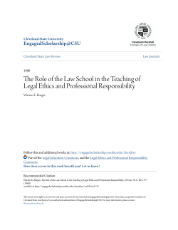 The Role of the Law School in the Teaching of Legal Ethics and