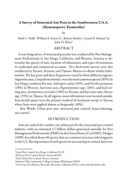 A Survey of Structural Ant Pests in the Southwestern USA