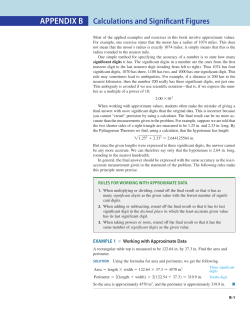 Calculations and significant figures AppenDix B