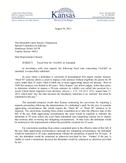 August 30, 2013 The Honorable Lance Kinzer, Chairperson Special