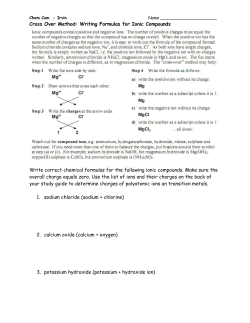 Cross Over Method: Writing Formulas for Ionic Compounds Write