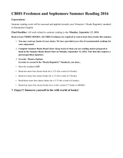 CBHS Freshmen and Sophomore Summer Reading 2016