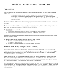 MUSICAL ANALYSIS WRITING GUIDE 2012 edition