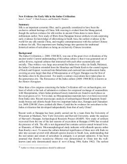 New Evidence for Early Silk in the Indus Civilization Summary Silk is