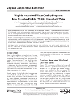 Total Dissolved Solids (TDS) - Virginia Household Water Quality