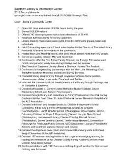 2016 Easttown Library Accomplishments