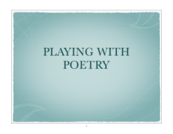 PLAYING WITH POETRY