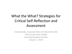 Strategies for Critical Self-Reflection and Assessment