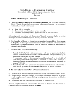 Handout: From Idioms to Construction Grammar