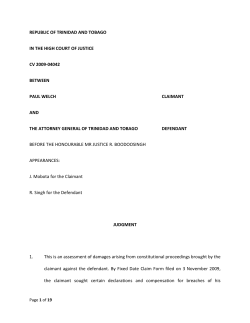 republic of trinidad and tobago in the high court of justice cv 2009