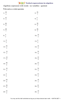 Algebraic expression with words - no variables - quotient
