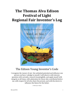 The Thomas Alva Edison Festival of Light Regional Fair Inventor`s Log