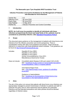 Infection Prevention and Control Guidelines for the Management of