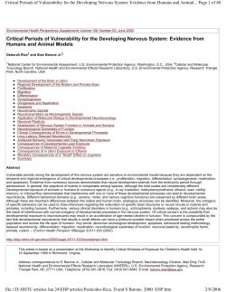 Critical Periods of Vulnerability for the Developing Nervous System