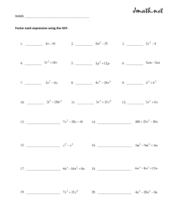 NAME Factor each expression using the GCF. 1. ______ 2. ______
