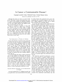 Is Cancer a Communicable Disease