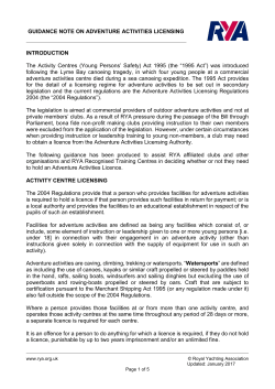 Guidance Note on Adventure Activities Licensing