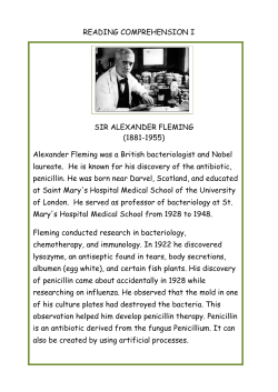 READING COMPREHENSION I SIR ALEXANDER FLEMING (1881