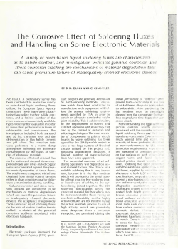 The Corrosive Effect of Soldering Fluxes and Handling on Some