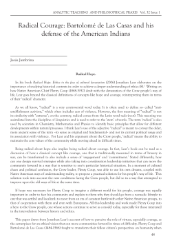 Bartolom&eacute; de Las Casas and his defense of the American Indians