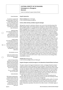 CULTURAL IDENTITY IN THE BALKANS: Convergence vs