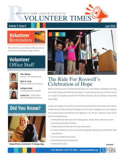volunteer times - Roswell Park Cancer Institute