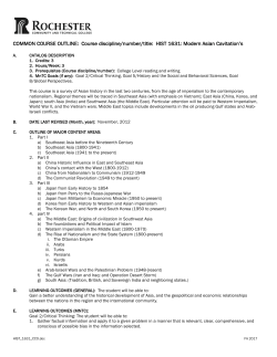 Course discipline/number/title: HIST 1631: Modern Asian Cavitation`s