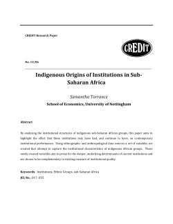Indigenous Origins of Institutions in Sub