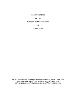 standing orders of the house of representatives of jamaica, 1964 as