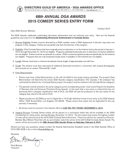 68th ANNUAL DGA AWARDS 2015 COMEDY SERIES ENTRY FORM