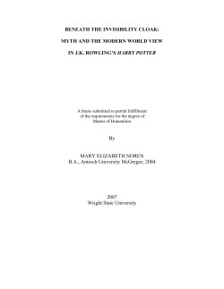 BENEATH THE INVISIBILITY CLOAK: MYTH AND THE MODERN