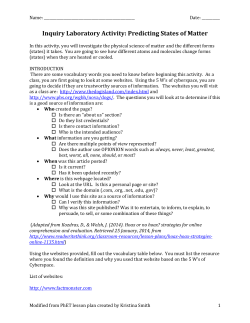Inquiry Laboratory Activity: Predicting States of Matter