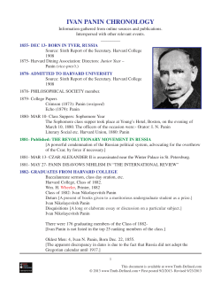 A chronology of the life of Ivan Panin