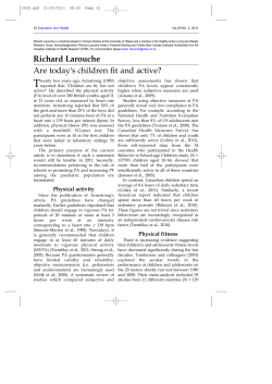 Richard Larouche Are today`s children fit and active?