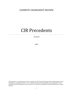 CIR Precedents - Cosmetic Ingredient Review