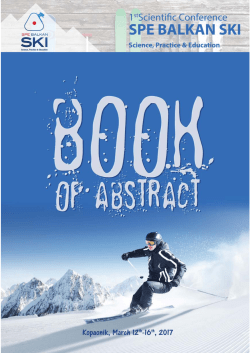 Book of Abstracts - the 1st Scientific Conference SPE BALKAN SKI